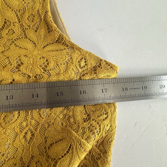Vince Camuto Lace Fit & Flare Mini Dress Womens‎ Size 8 Mustard Yellow Party Fun - Picture 7 of 13